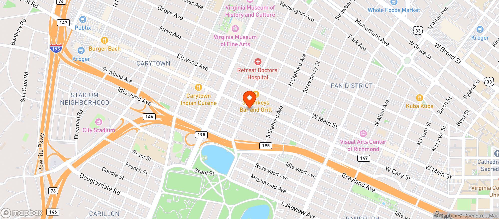 Map showing Pizza & Beer