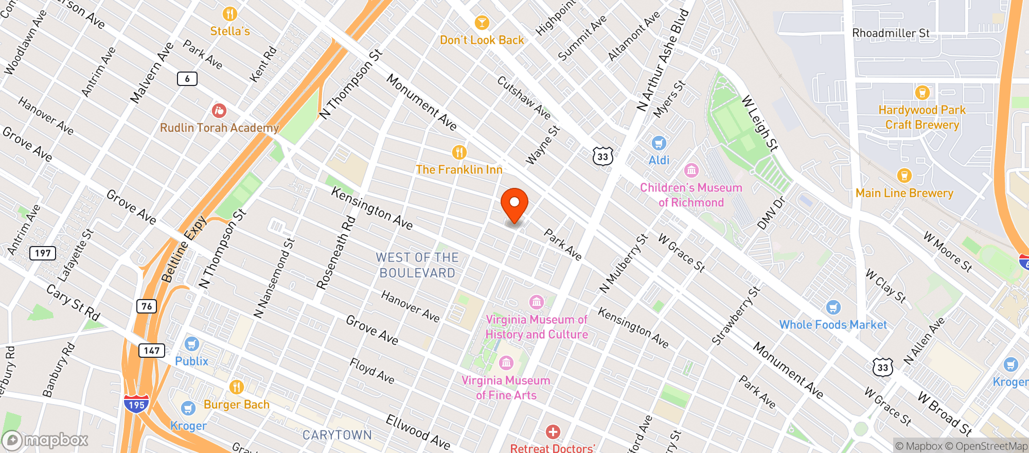Map showing Buddys Place