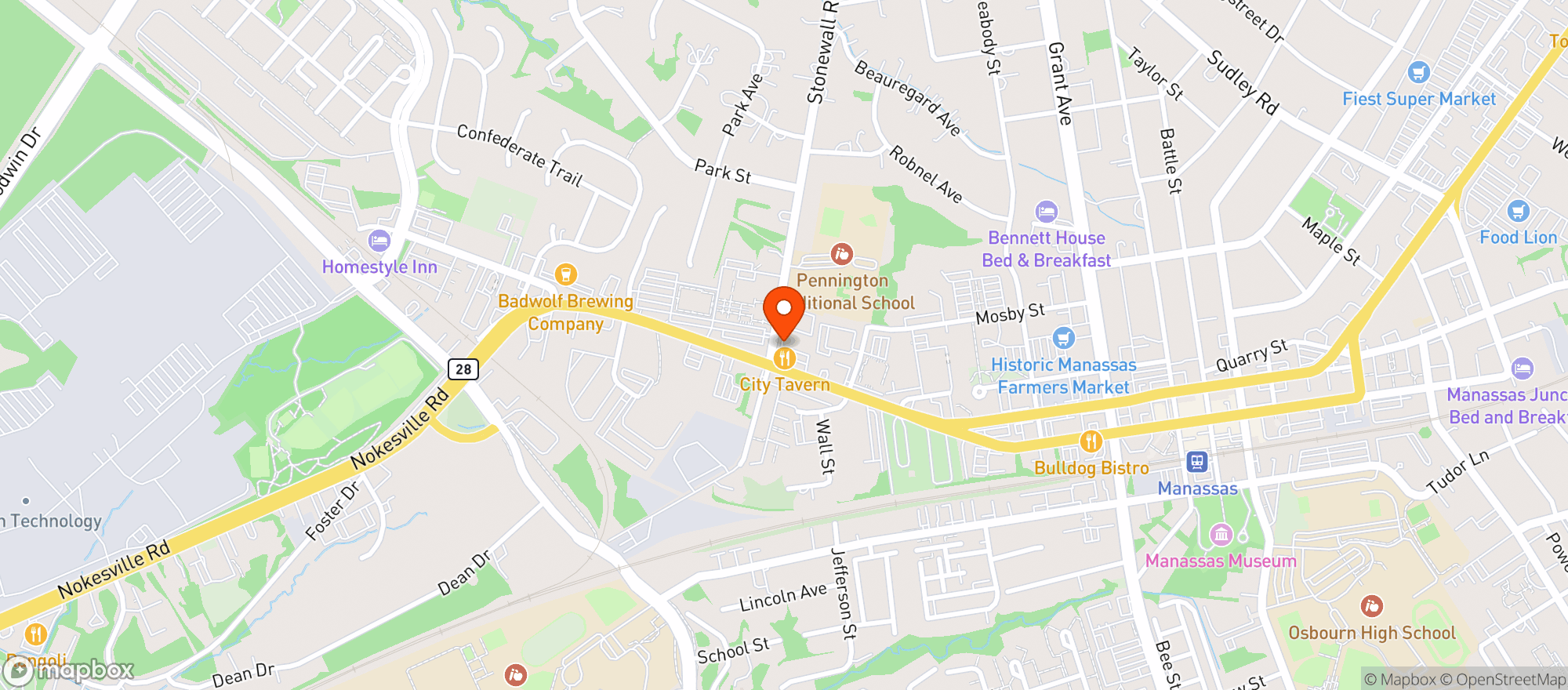 Map showing City Tavern Grille