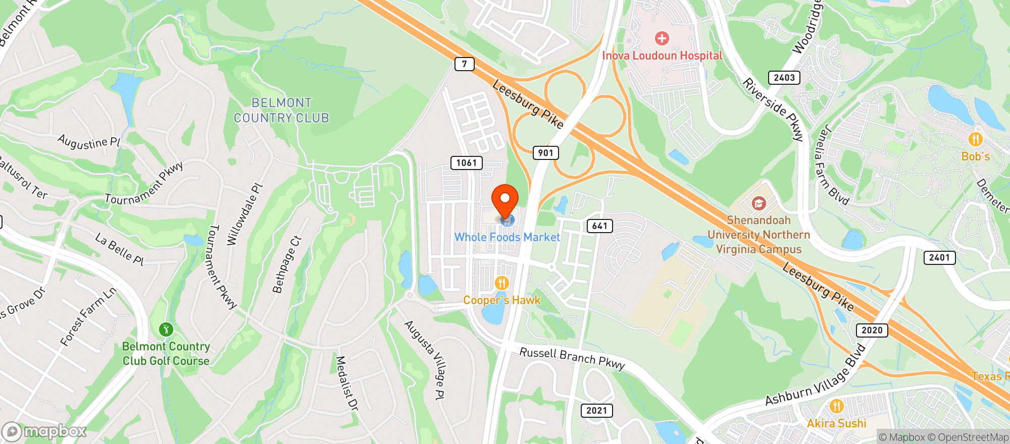 Map showing Whole Foods Market