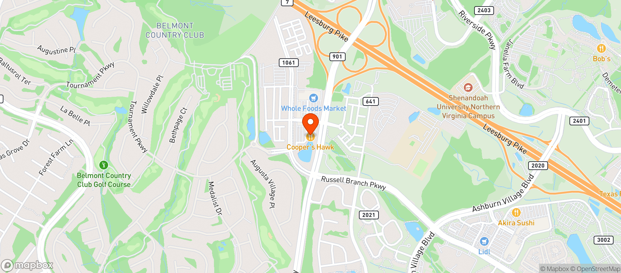 Map showing Coopers Hawk Winery & Restaurant