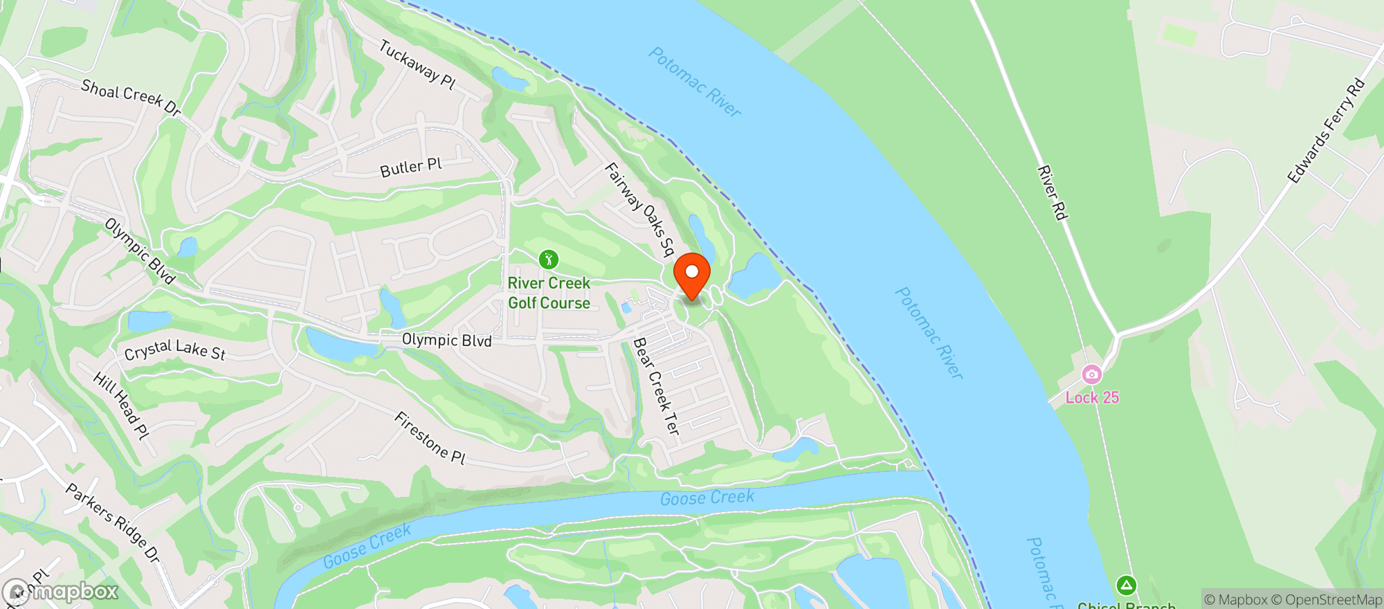 Map showing River Creek Club #1075