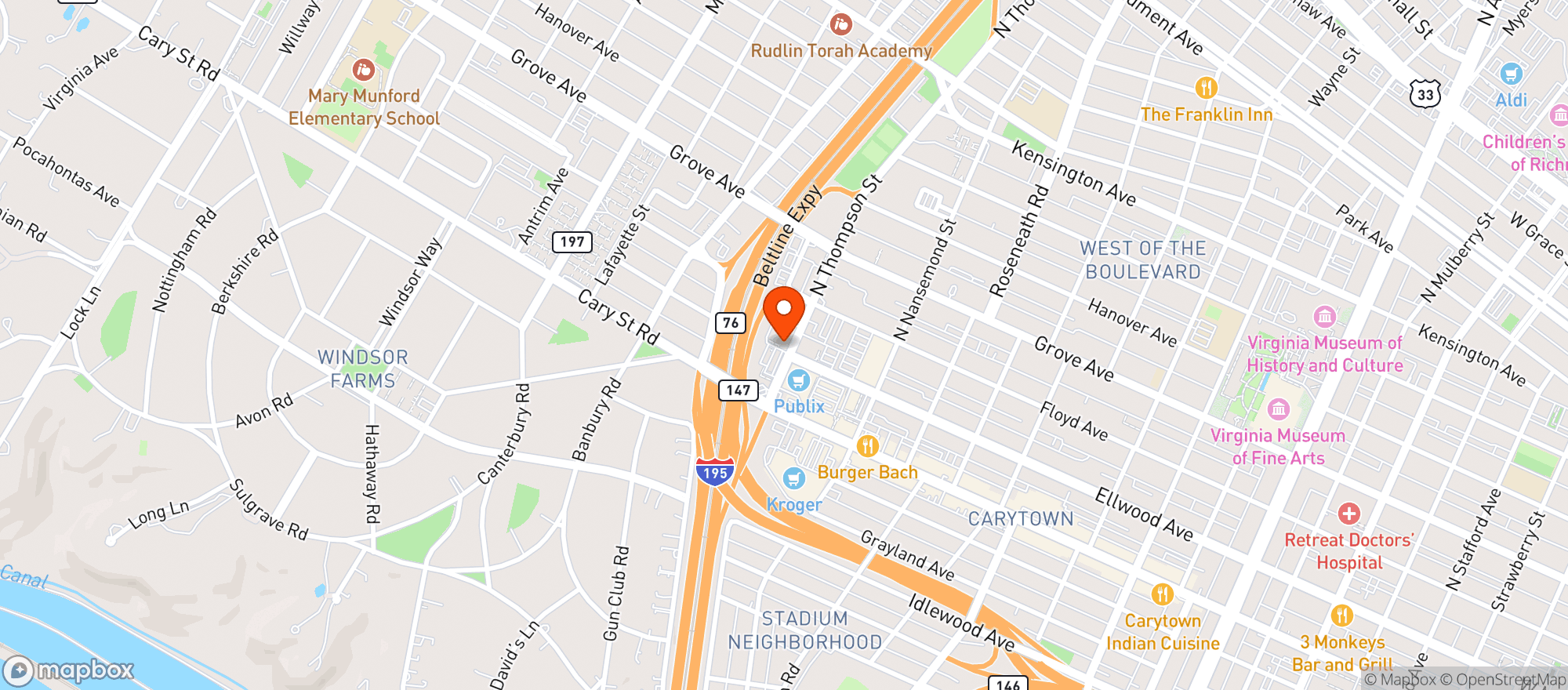 Map showing Ellwood Thompson's Local Market
