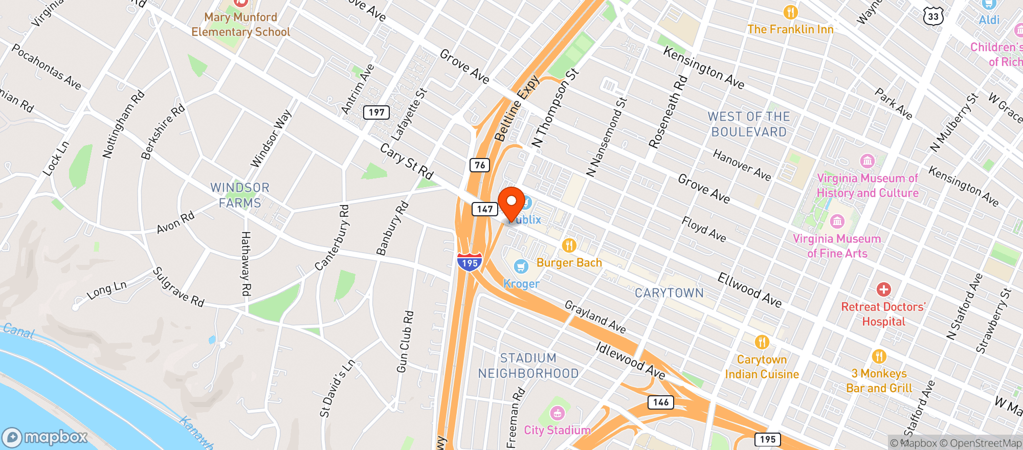 Map showing Kroger