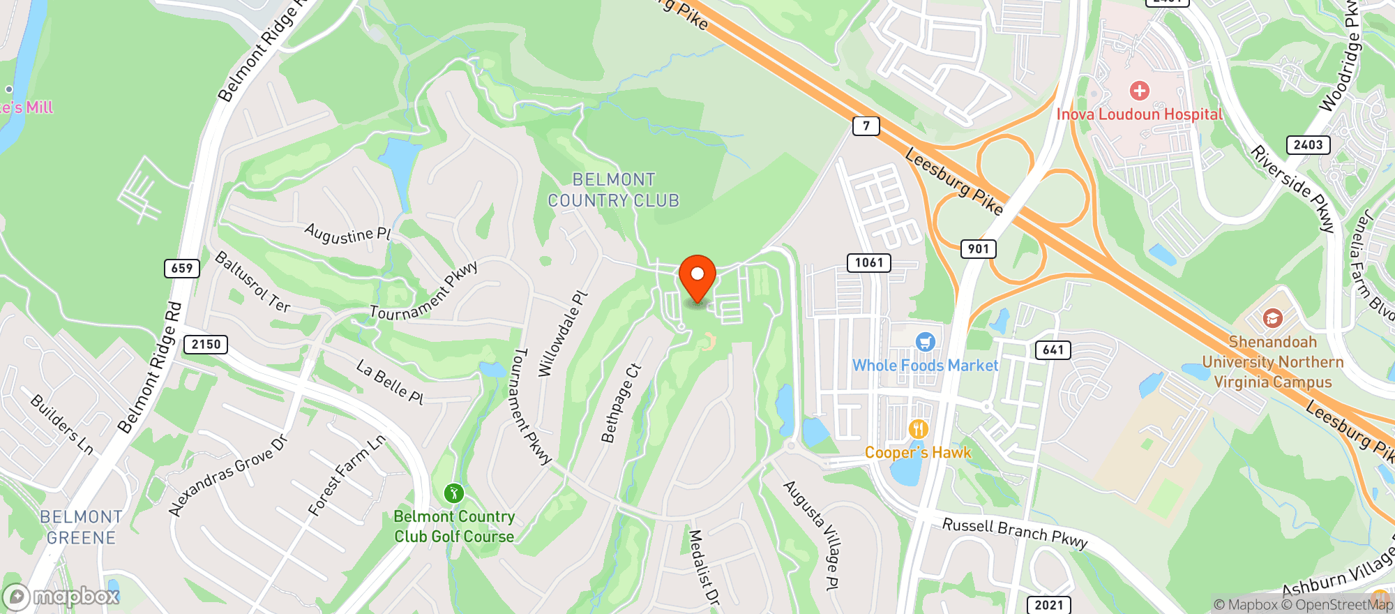 Map showing Belmont Country Club #3276