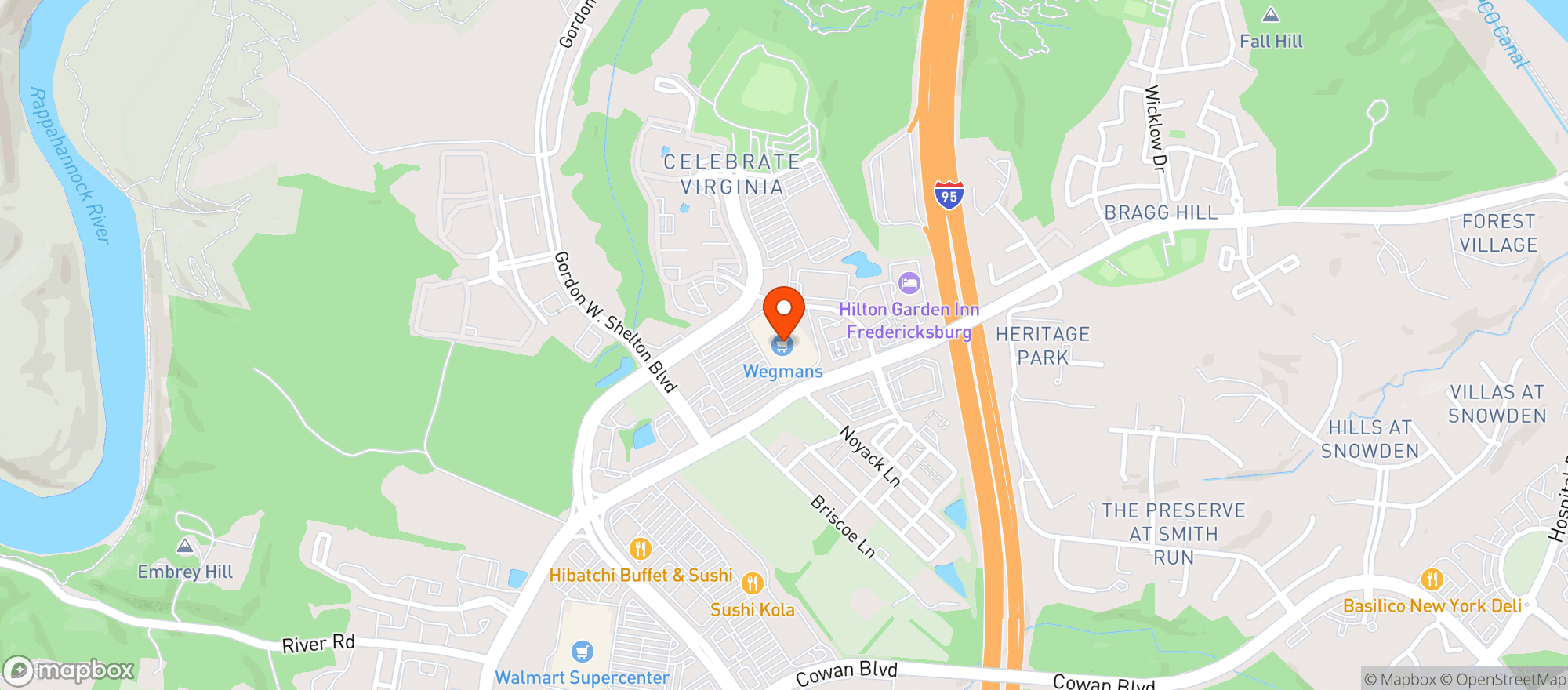 Map showing WEGMANS FREDERICKSBURG