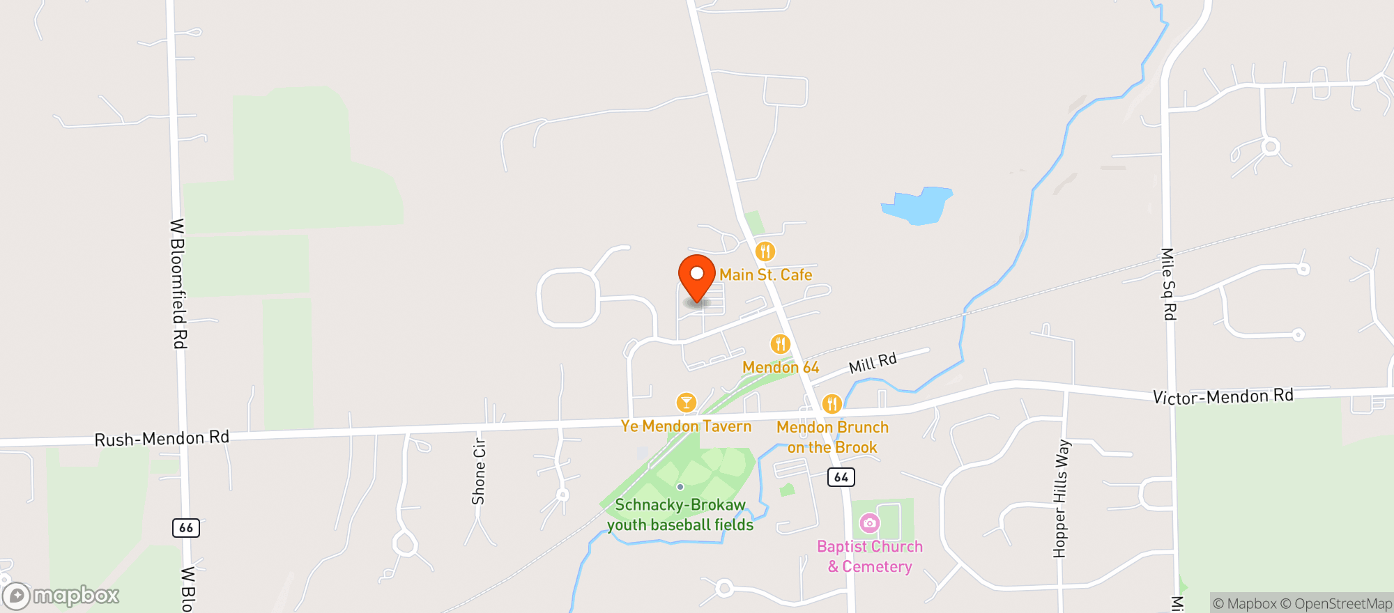 Map showing Mendon Meadows Marketplace