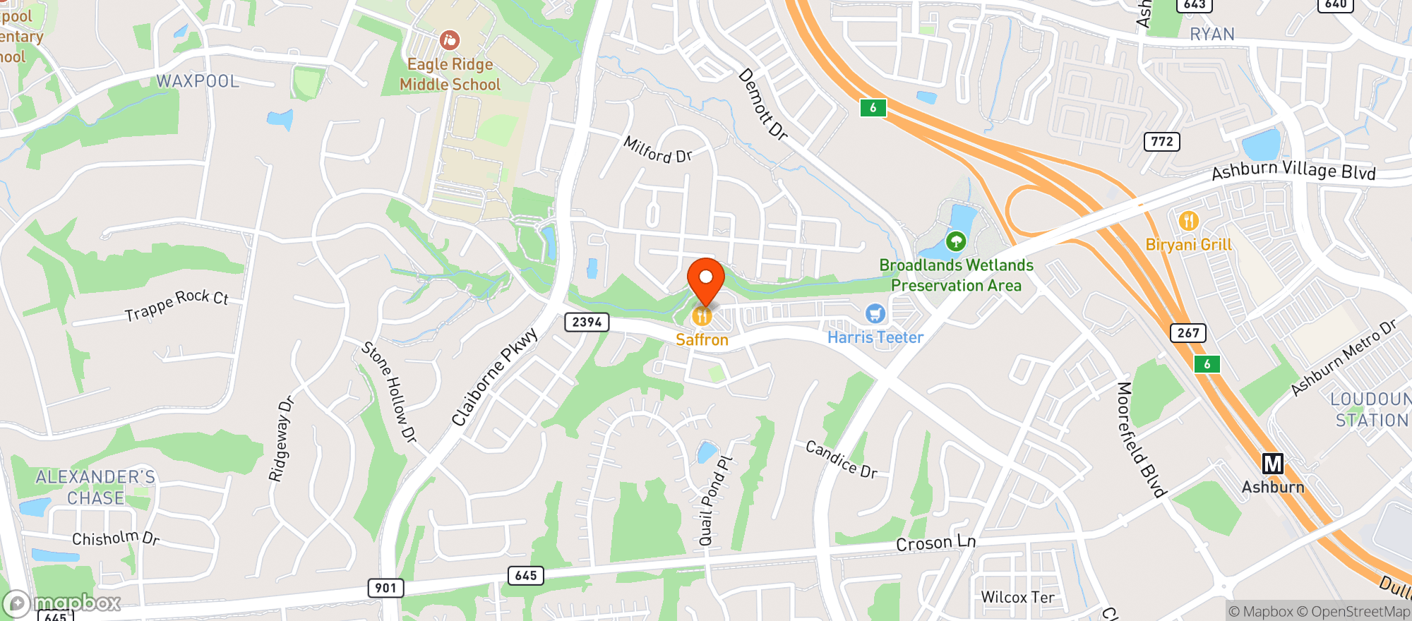 Map showing Rubinos Pizzeria