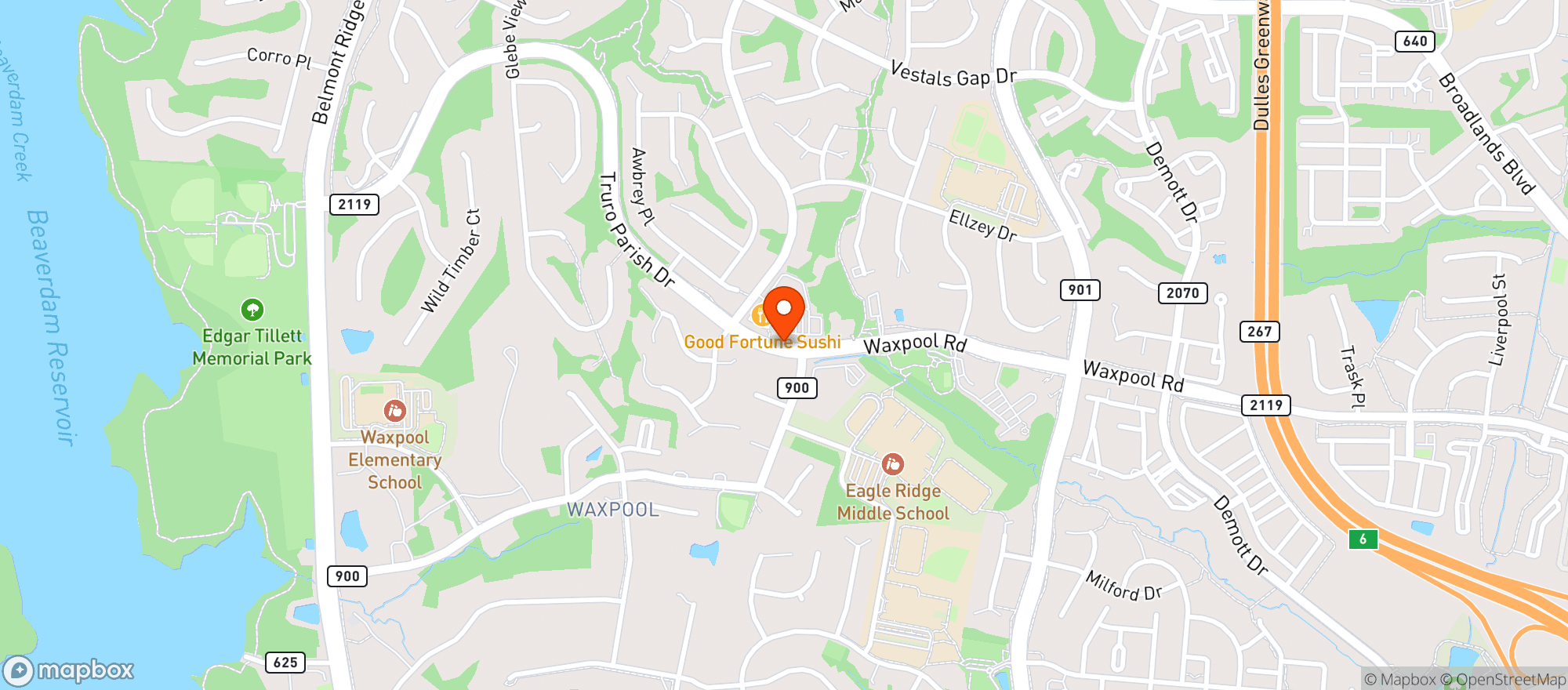 Map showing The Taco Shop & Bar