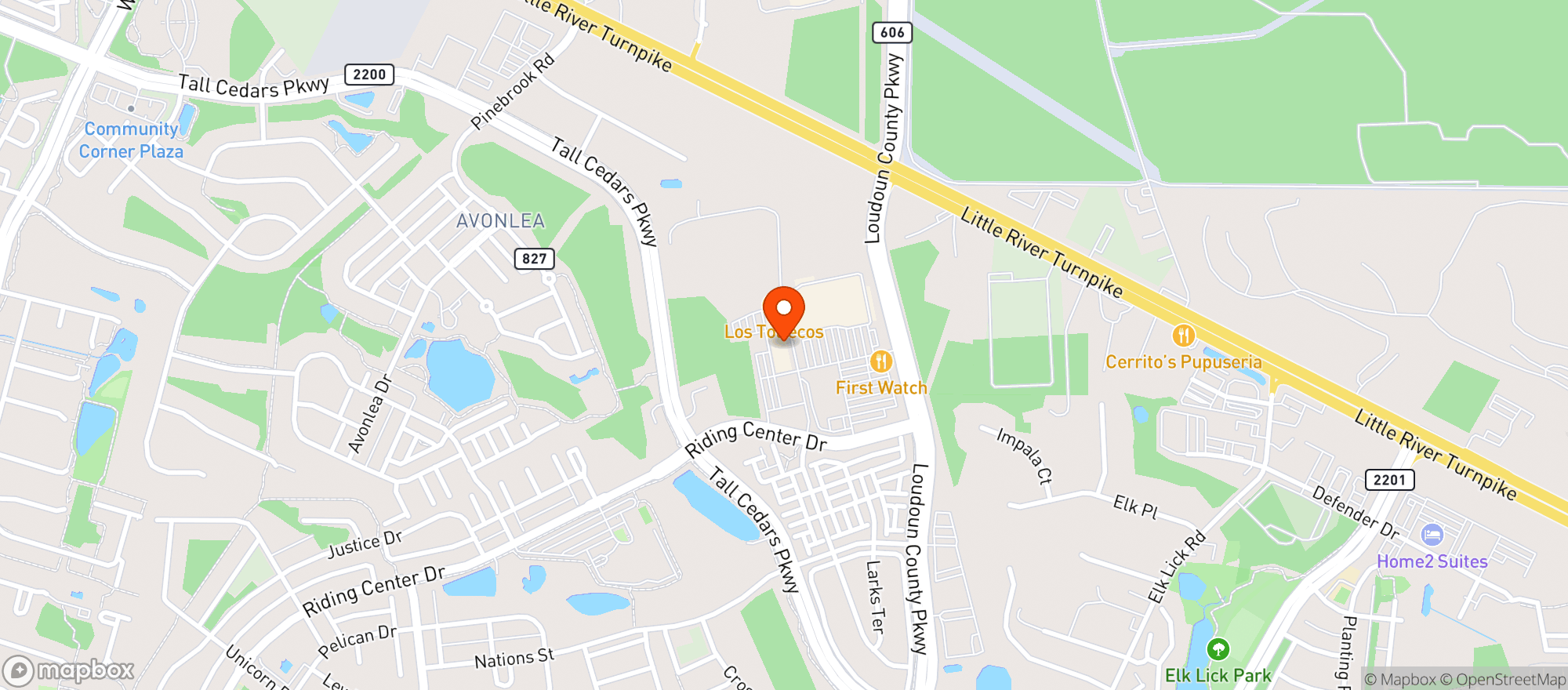 Map showing Sense of Thai - Chantilly
