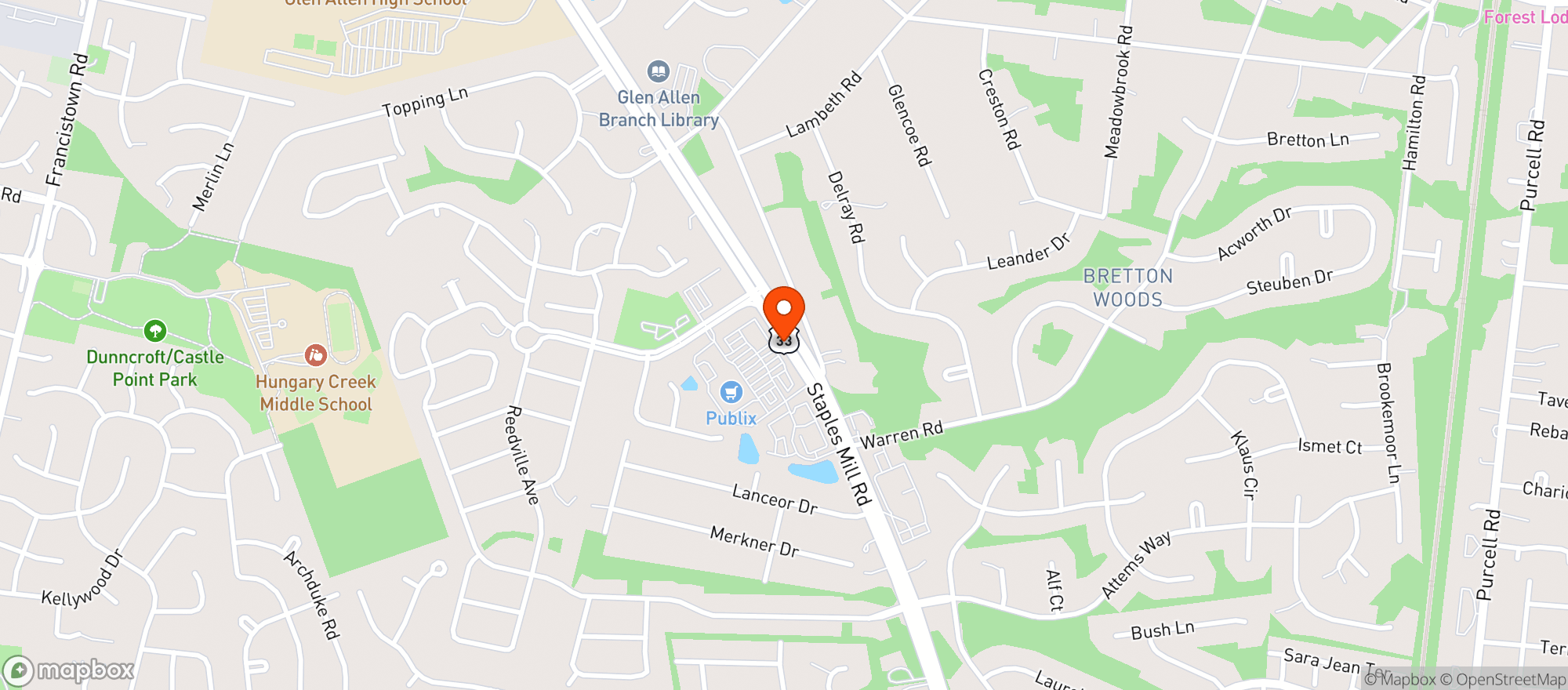 Map showing Publix Super Market