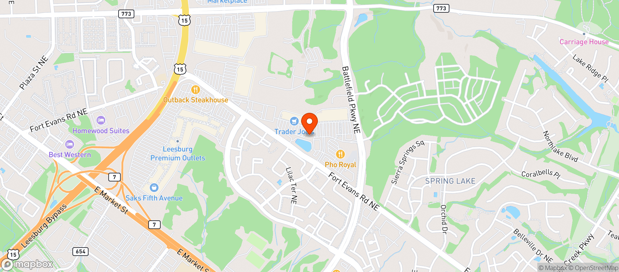 Map showing Buffalo Wild Wings Gril #289