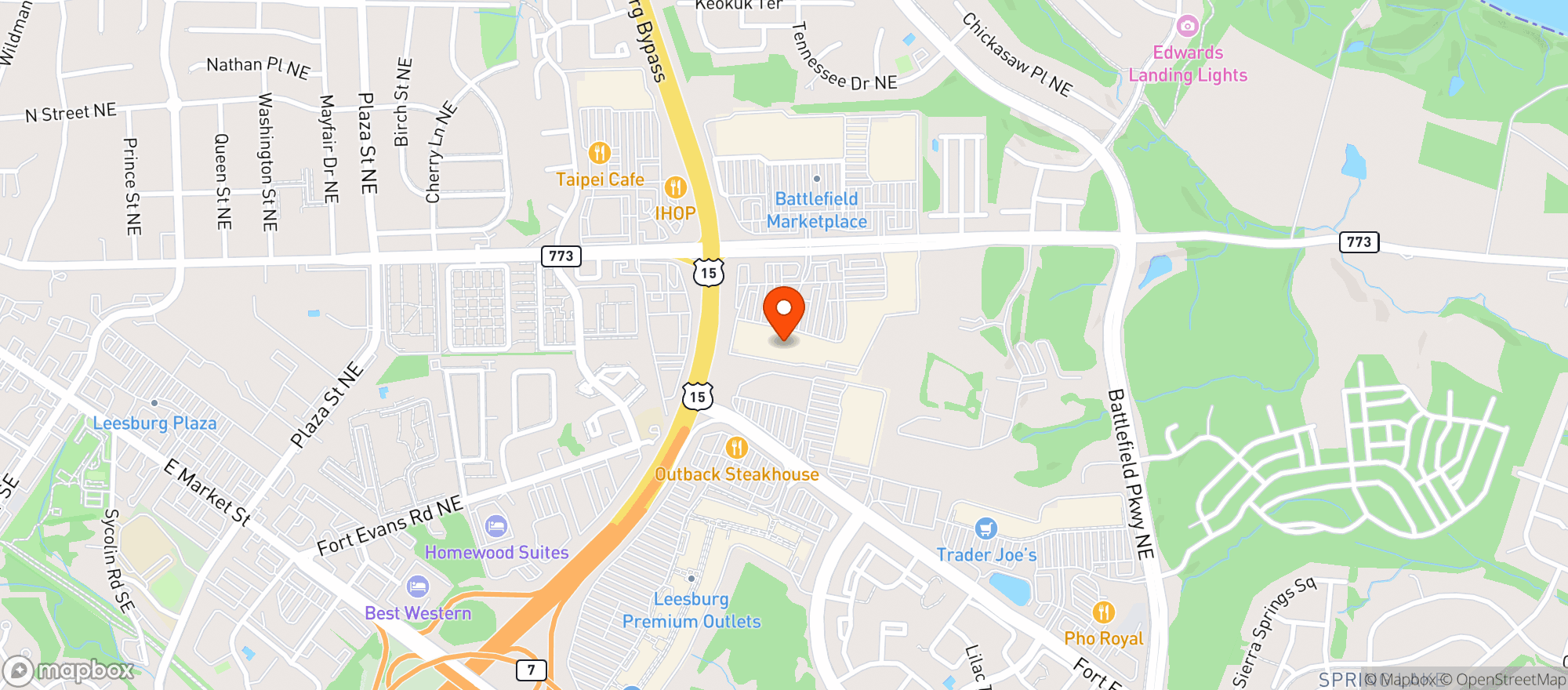 Map showing Sprouts - Leesburg