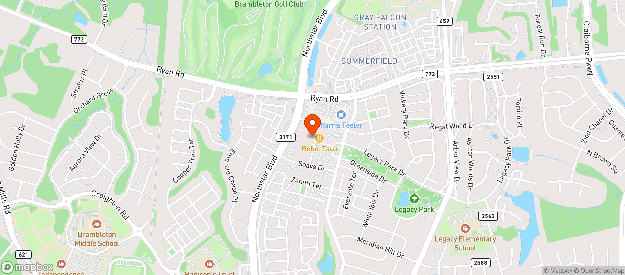 Map showing Blue Ridge Grill