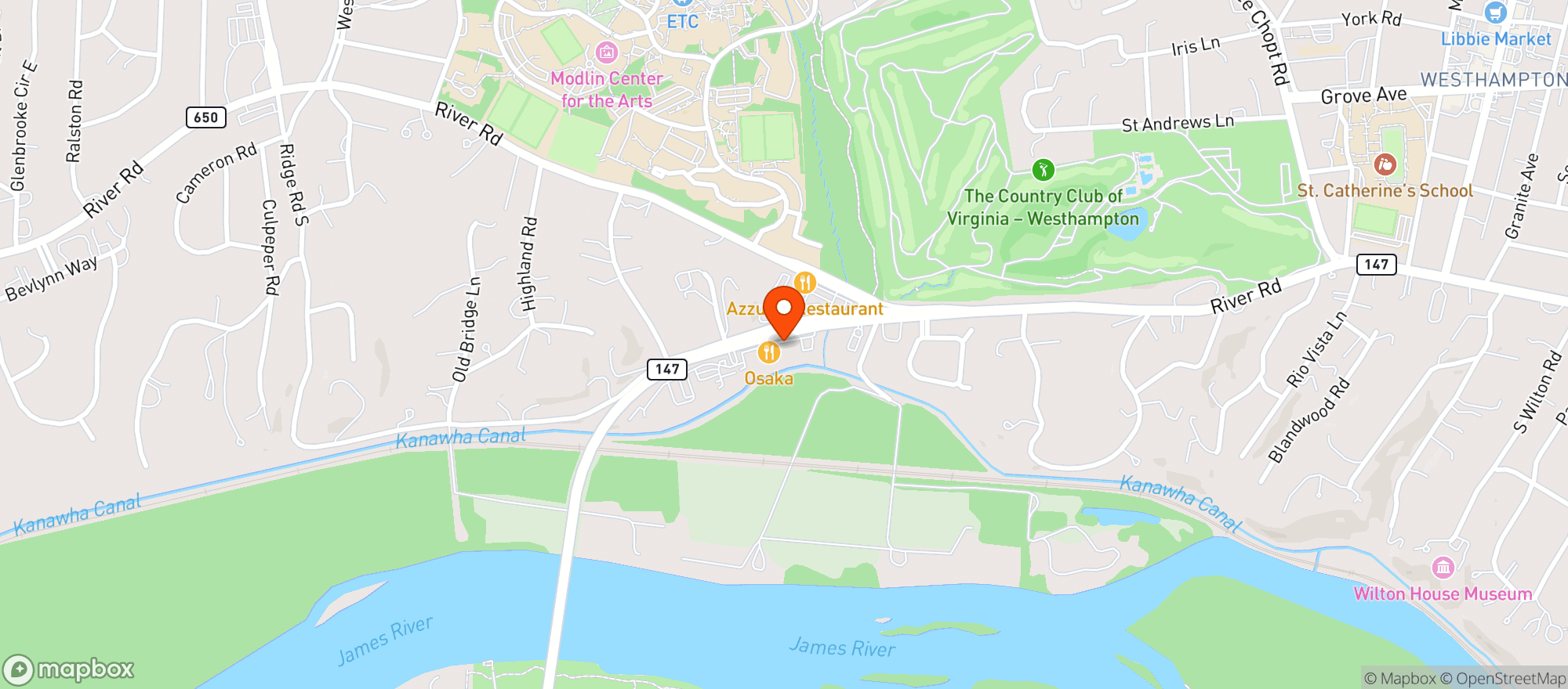 Map showing Osaka Sushi
