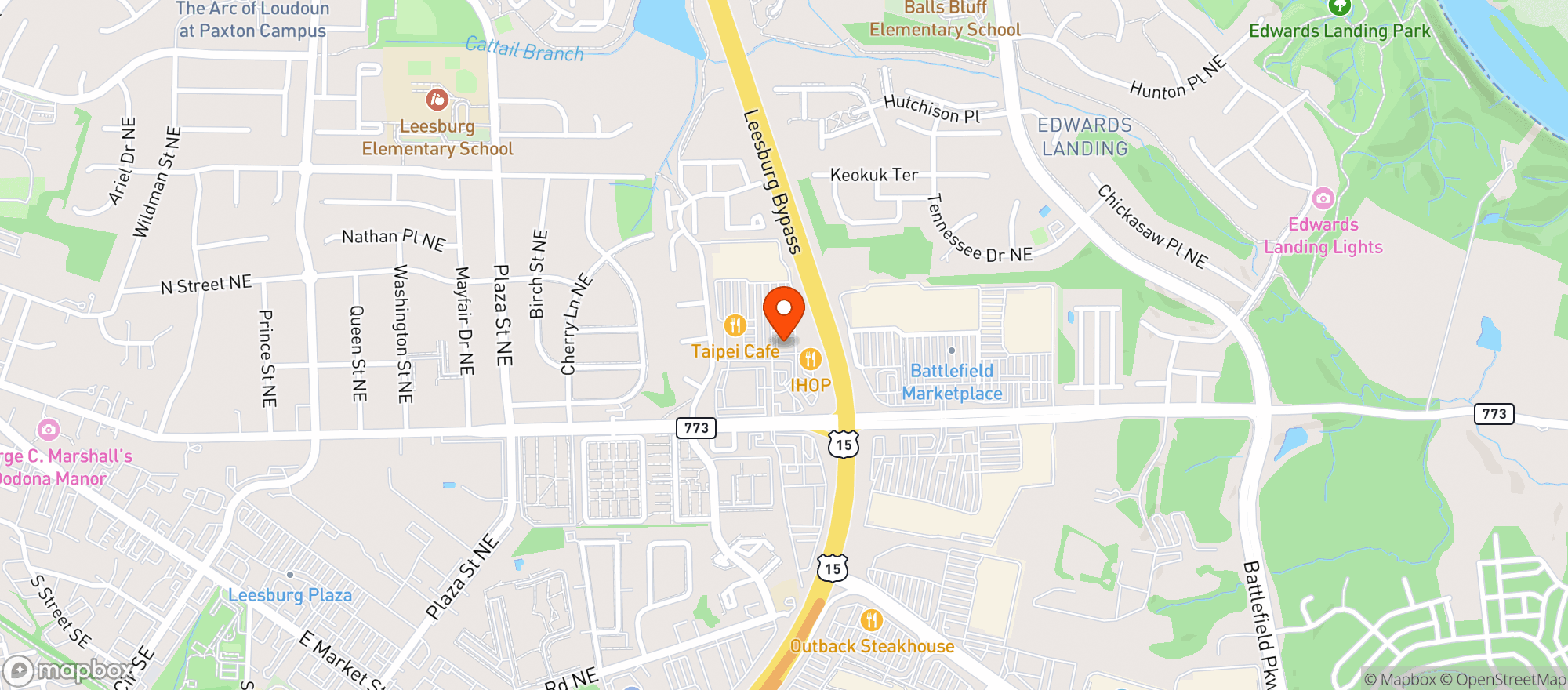 Map showing Leesburg Public House
