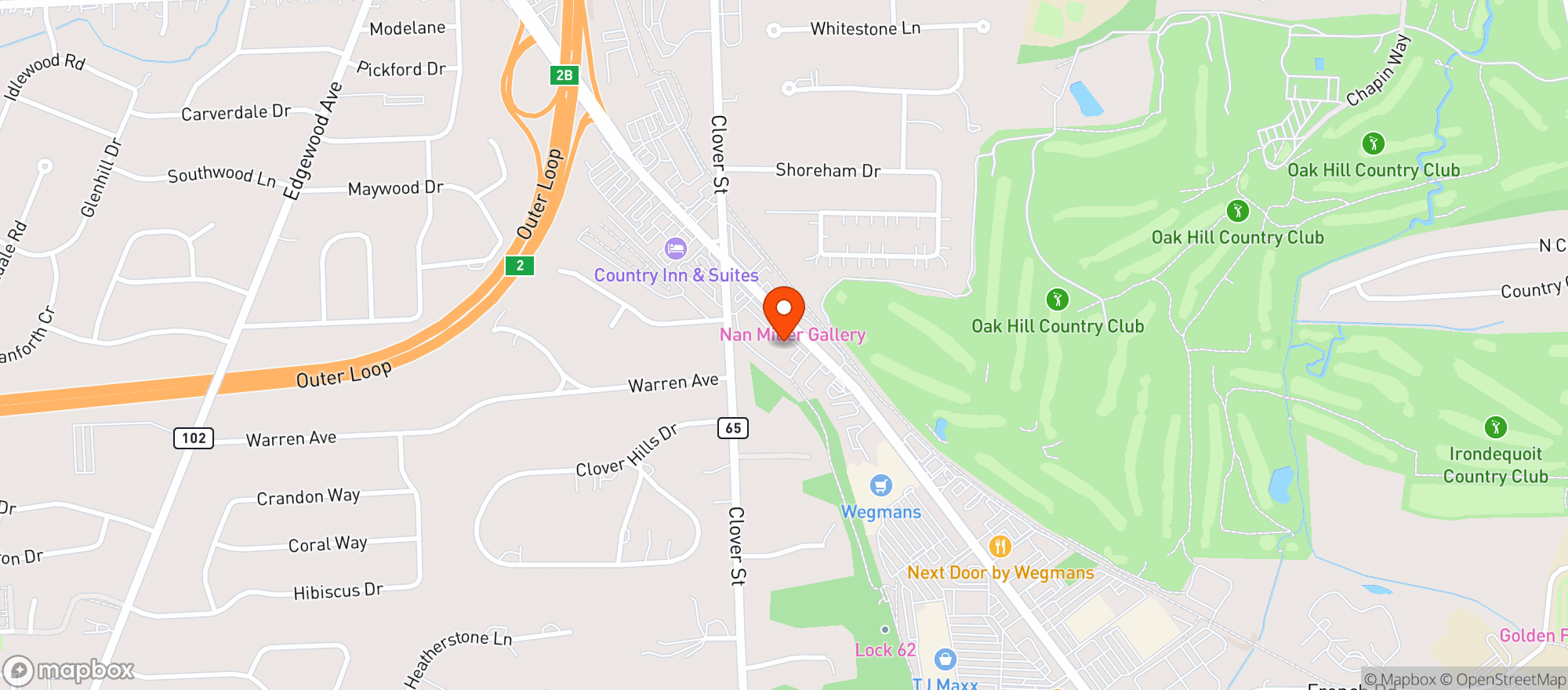 Map showing Monroes Restaurant