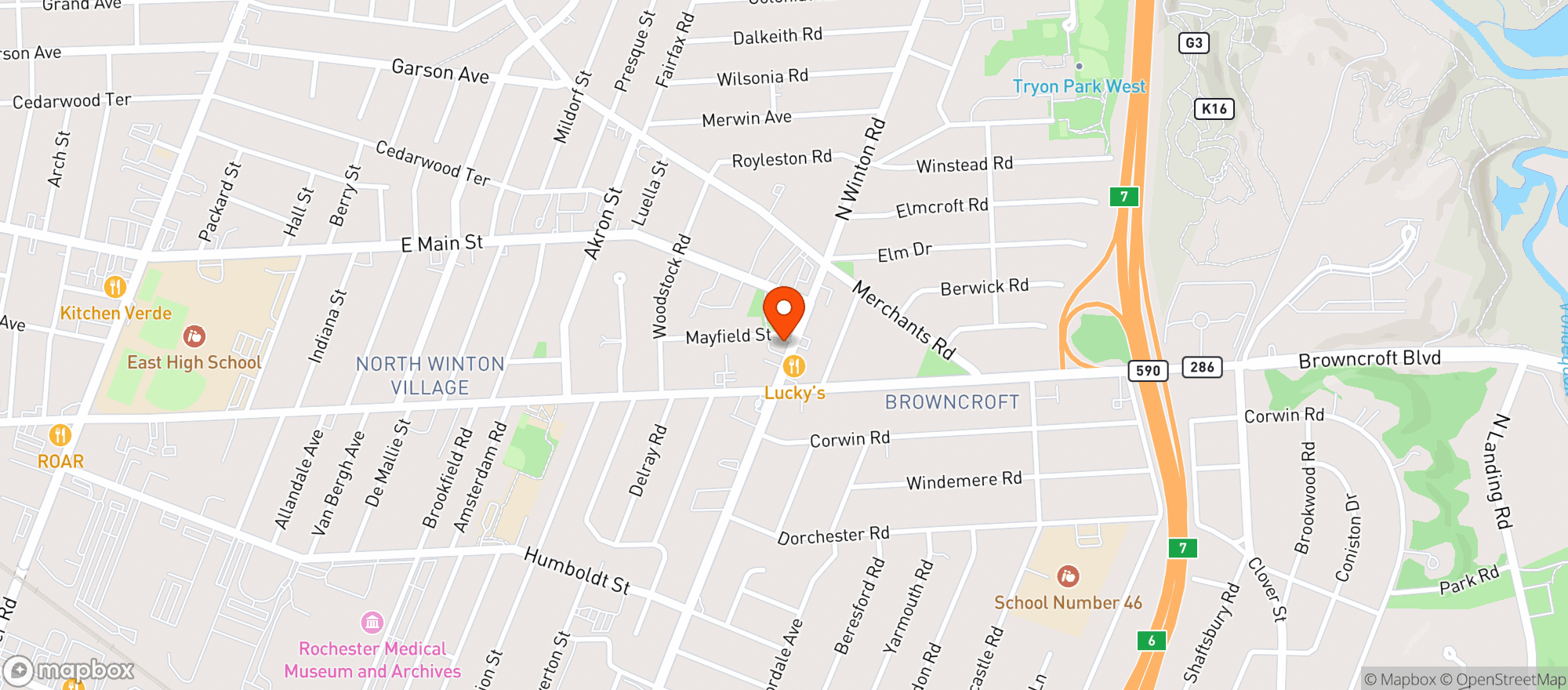 Map showing Winfield Grill