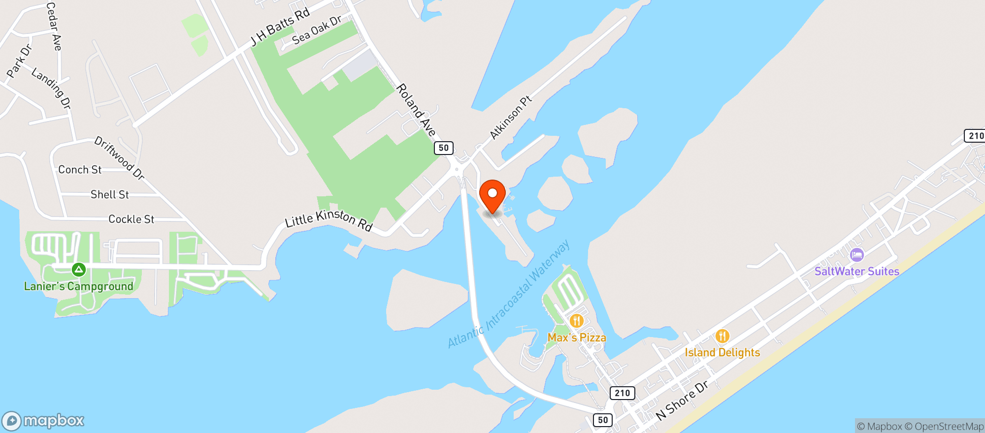 Map showing SEARS LANDING GRL & BOAT