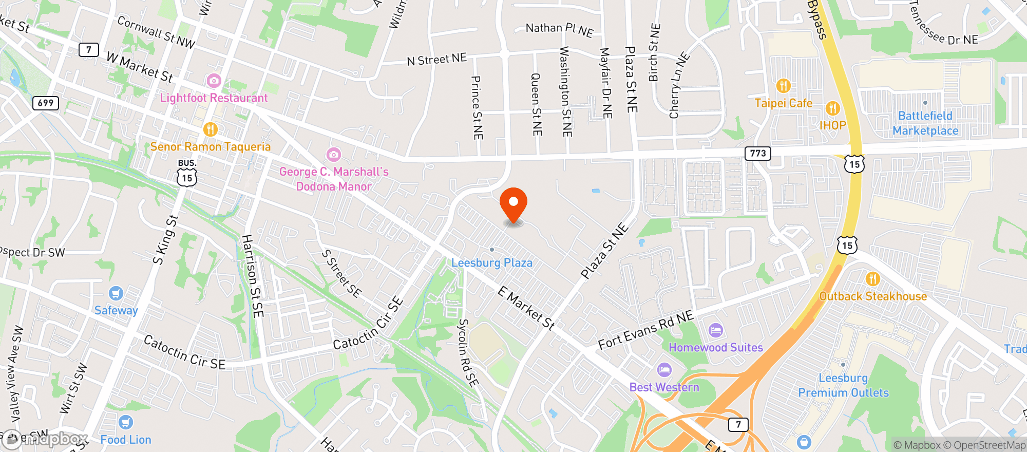 Map showing The Loudoun Kitchen & Bar