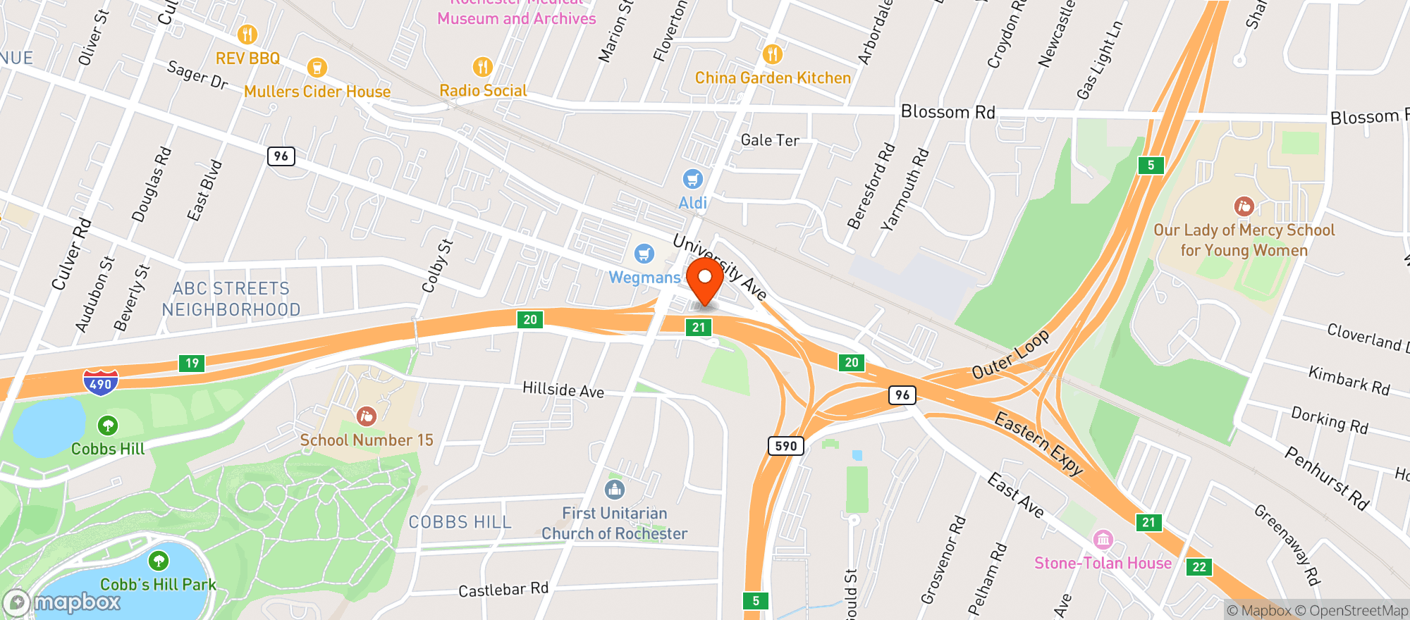 Map showing Perris Pizzeria At The Brighton Pub