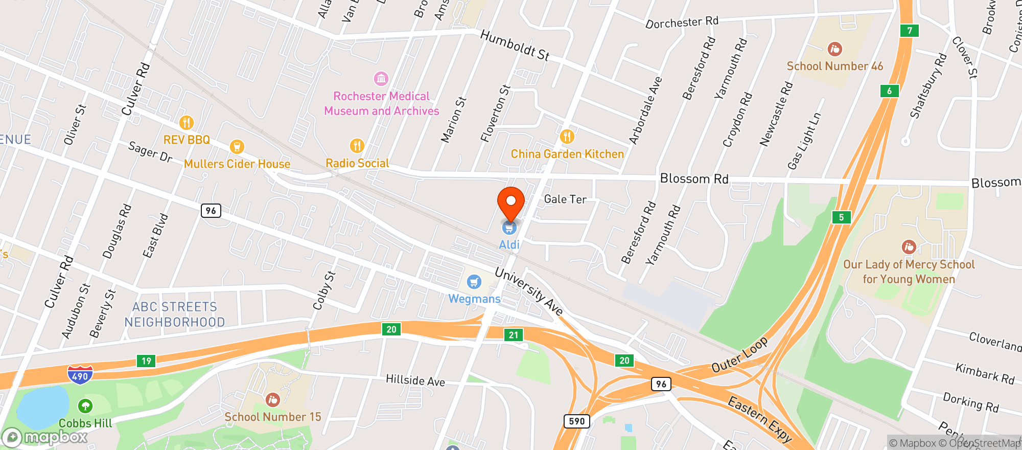 Map showing Aldi #465067