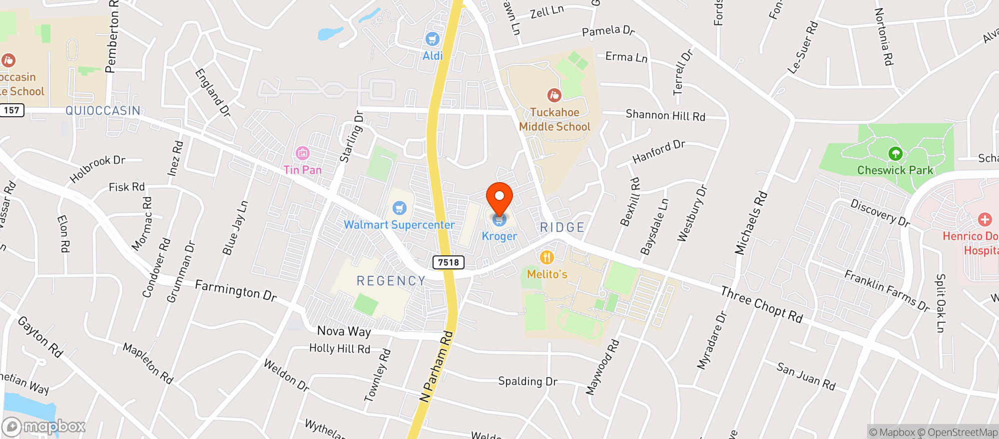 Map showing Kroger