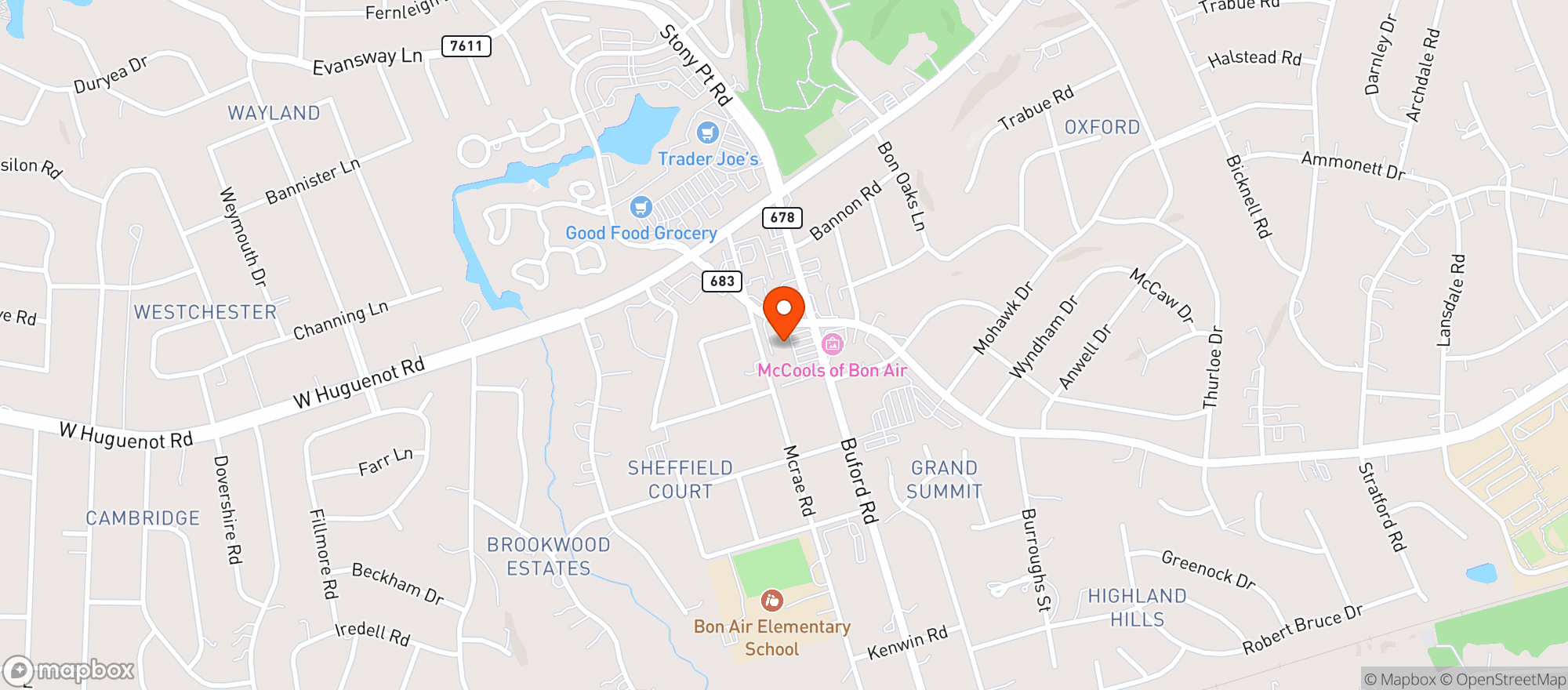Map showing Joes Inn At Bon Air