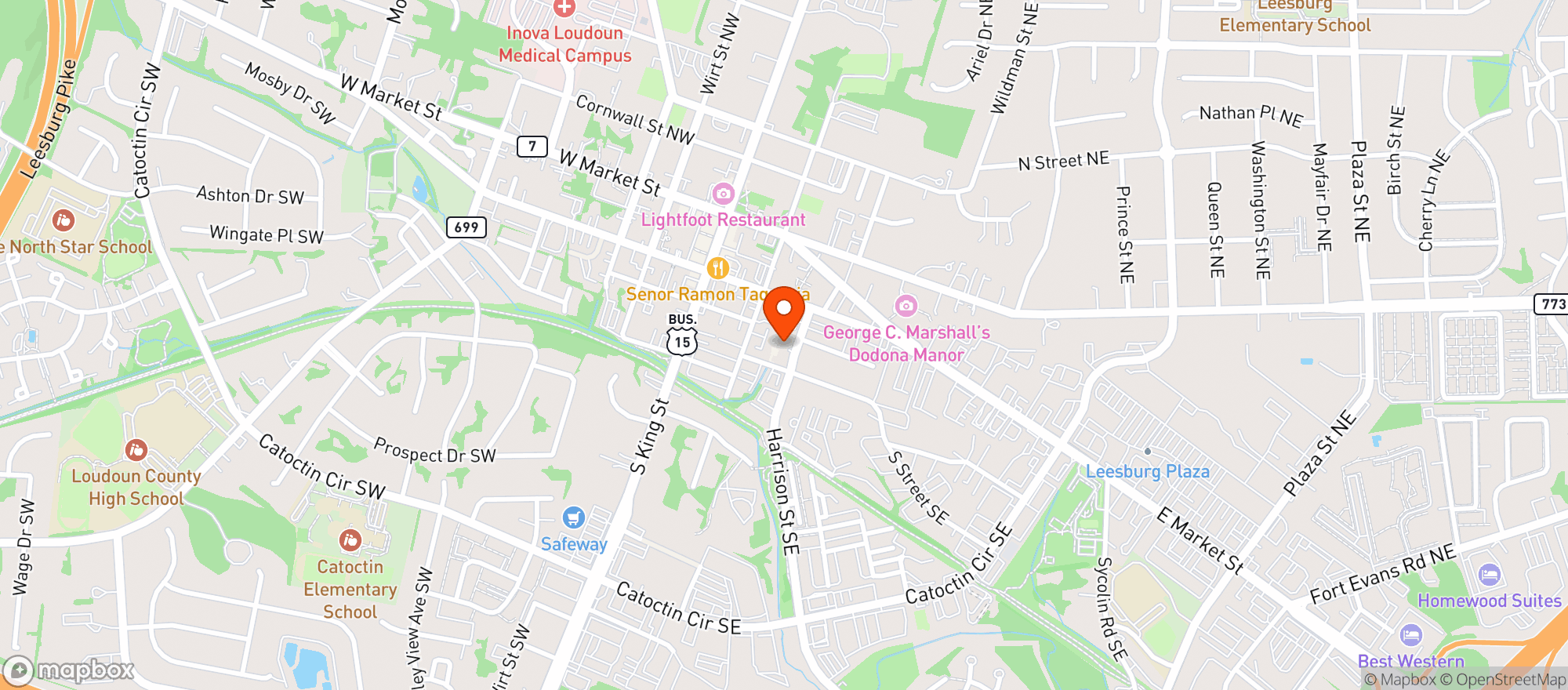 Map showing Fireworks Pizza