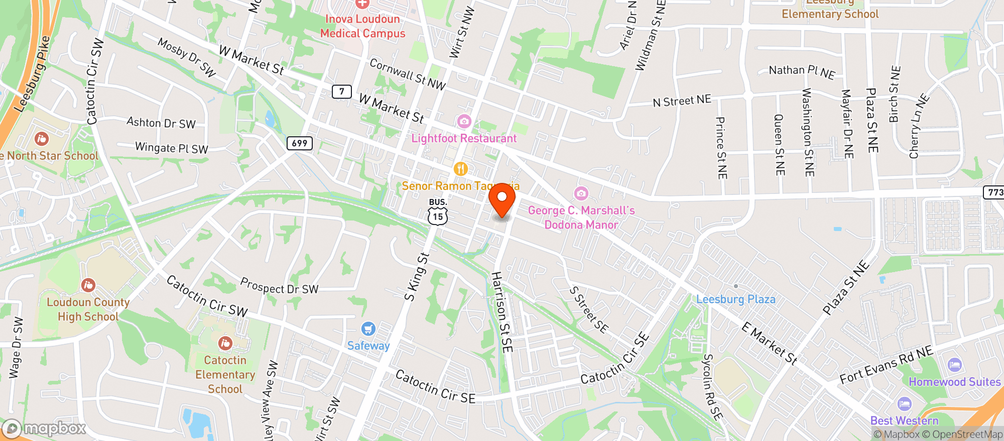 Map showing Tuscarora Mill At Leesburg