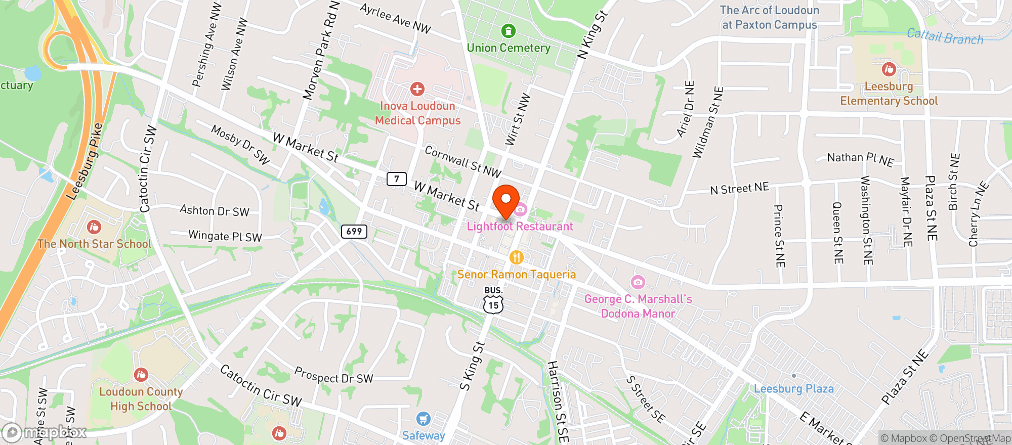 Map showing District Hemp Botanicals - Leesburg