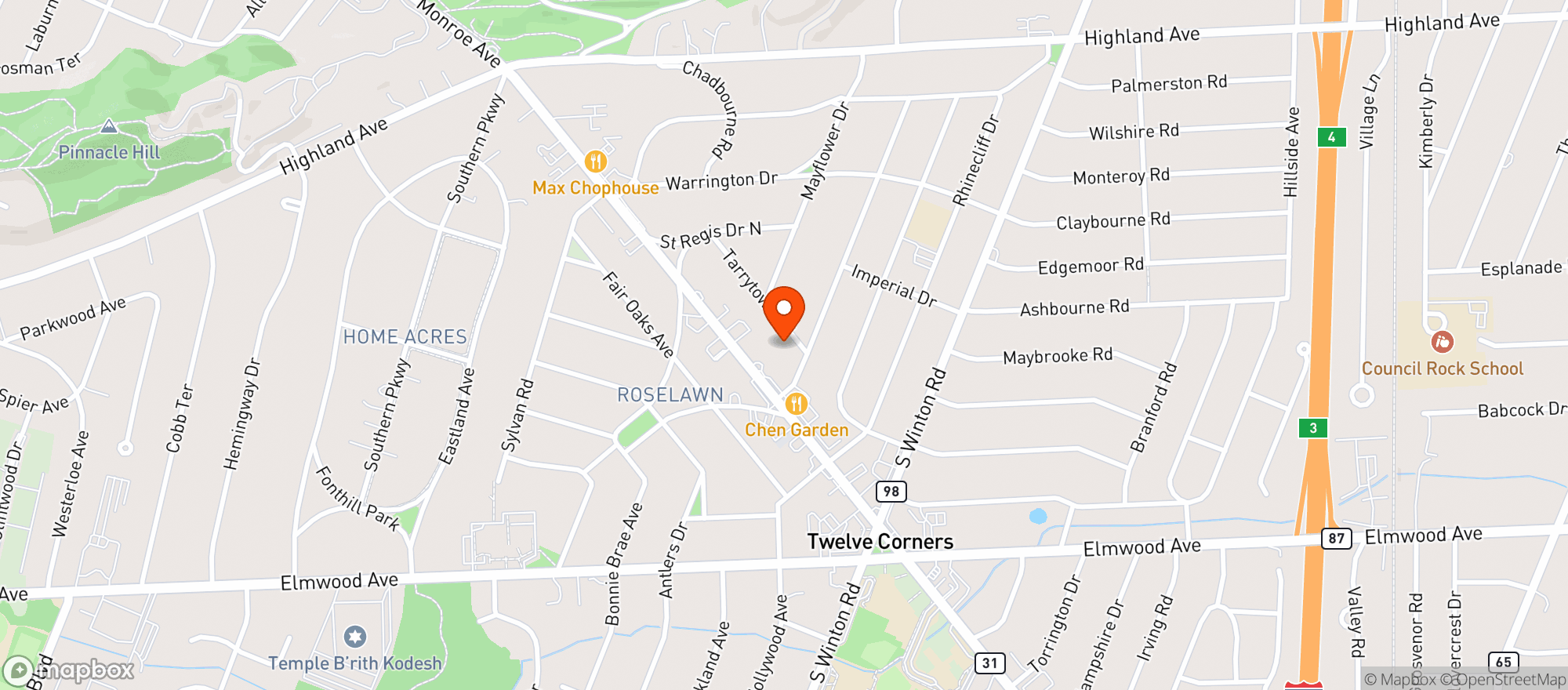 Map showing Pinnacle Liquor