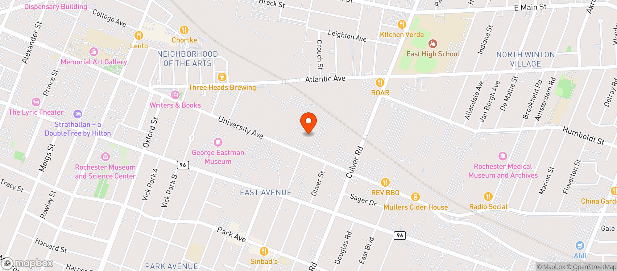 Map showing Fairport Brewing Co