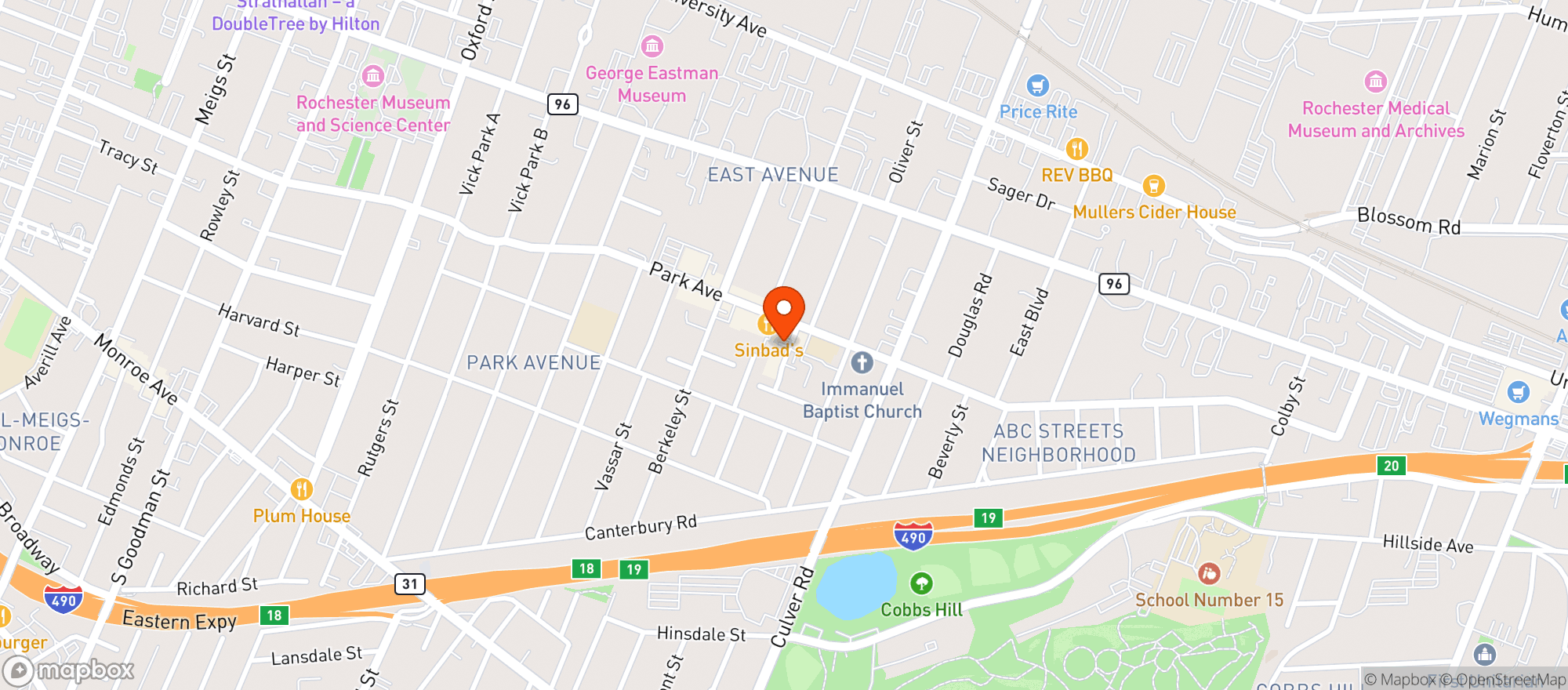 Map showing Pearson's Market & Cafe