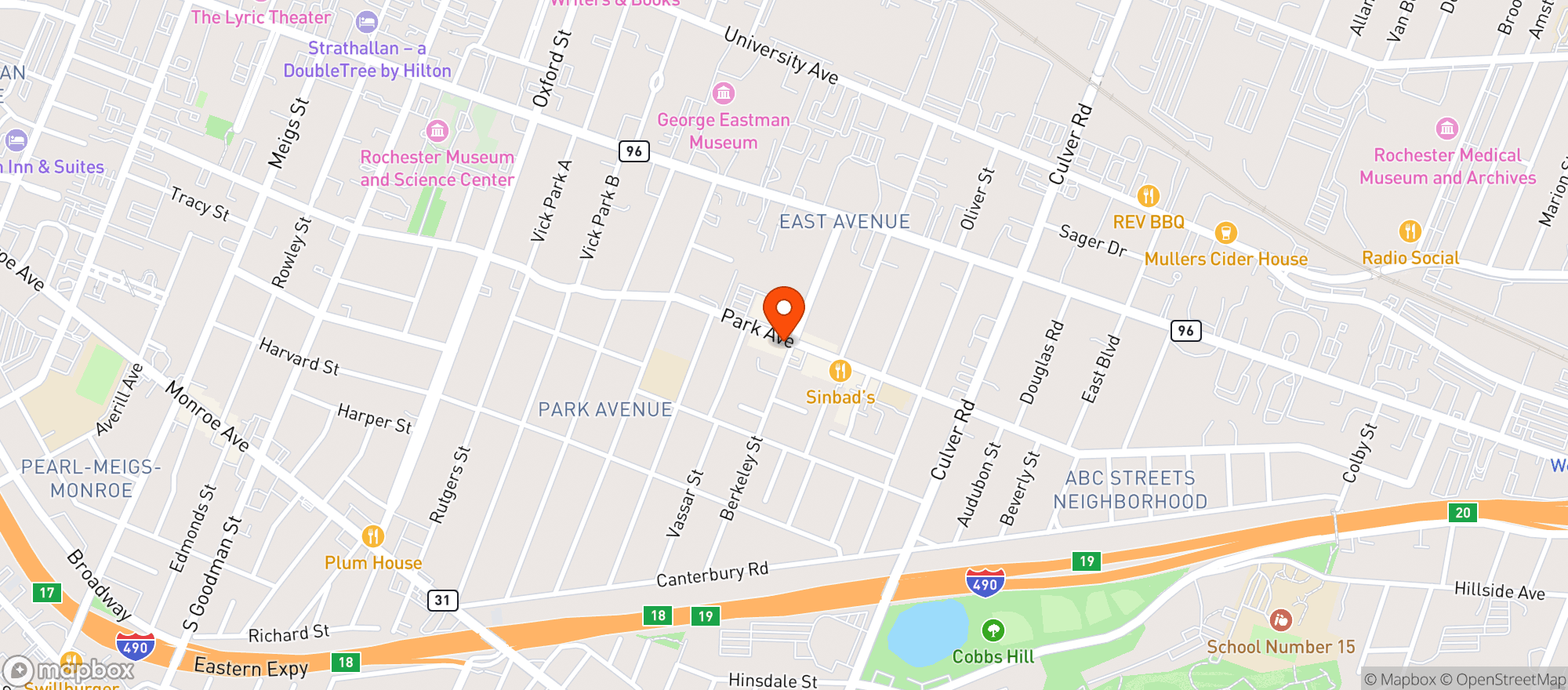 Map showing Blu Wolf Bistro