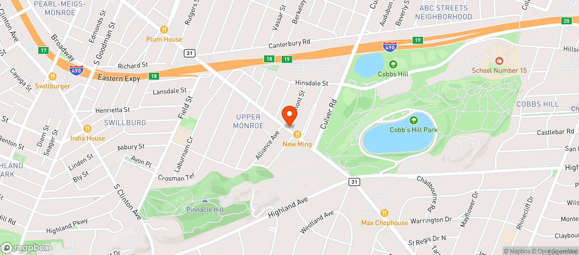 Map showing Jeremiahs Tavern