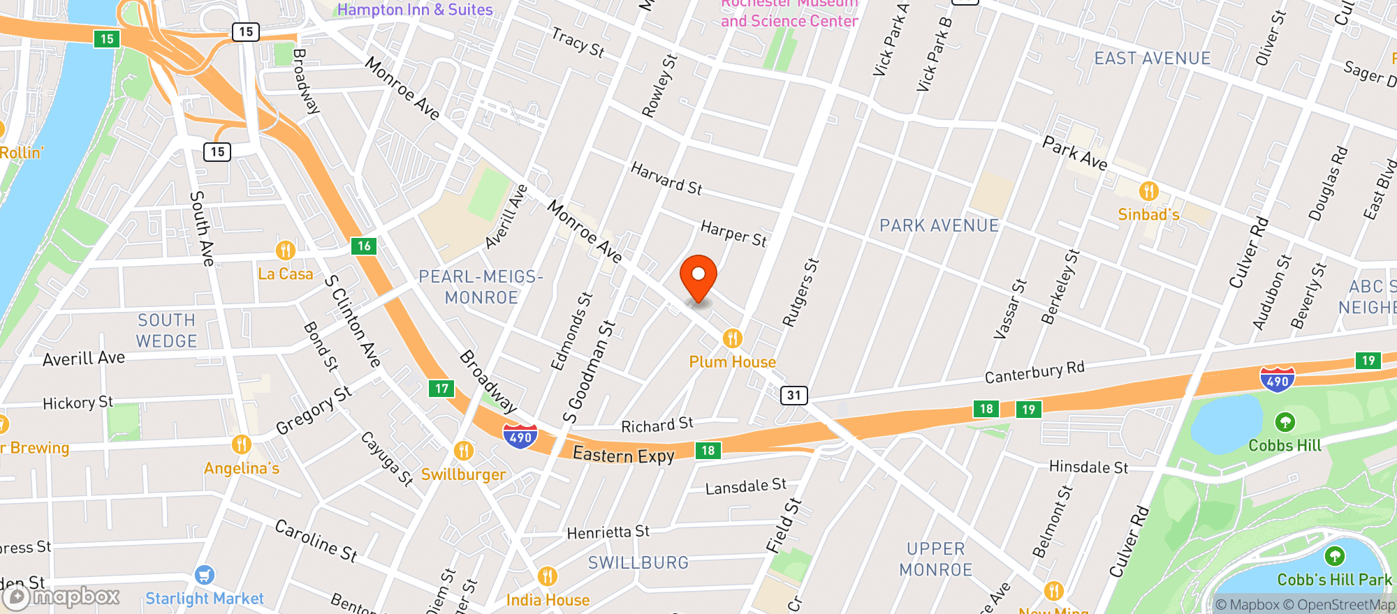 Map showing Turcotts Tap Room