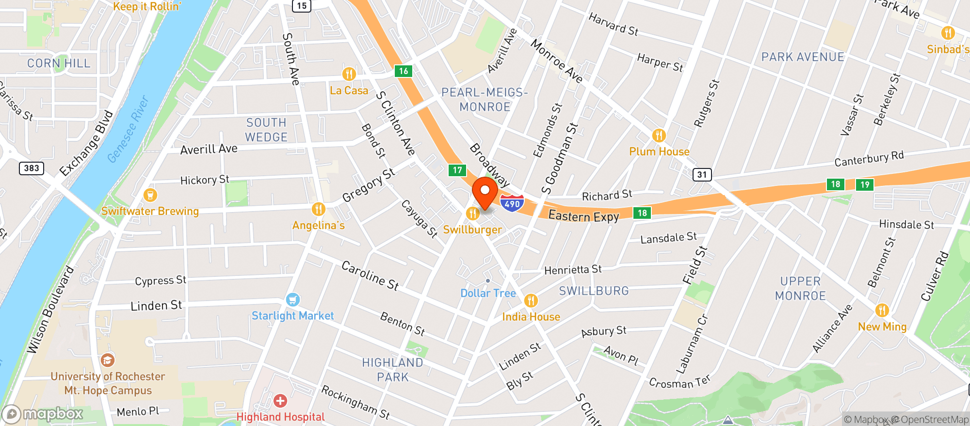 Map showing Swillburger