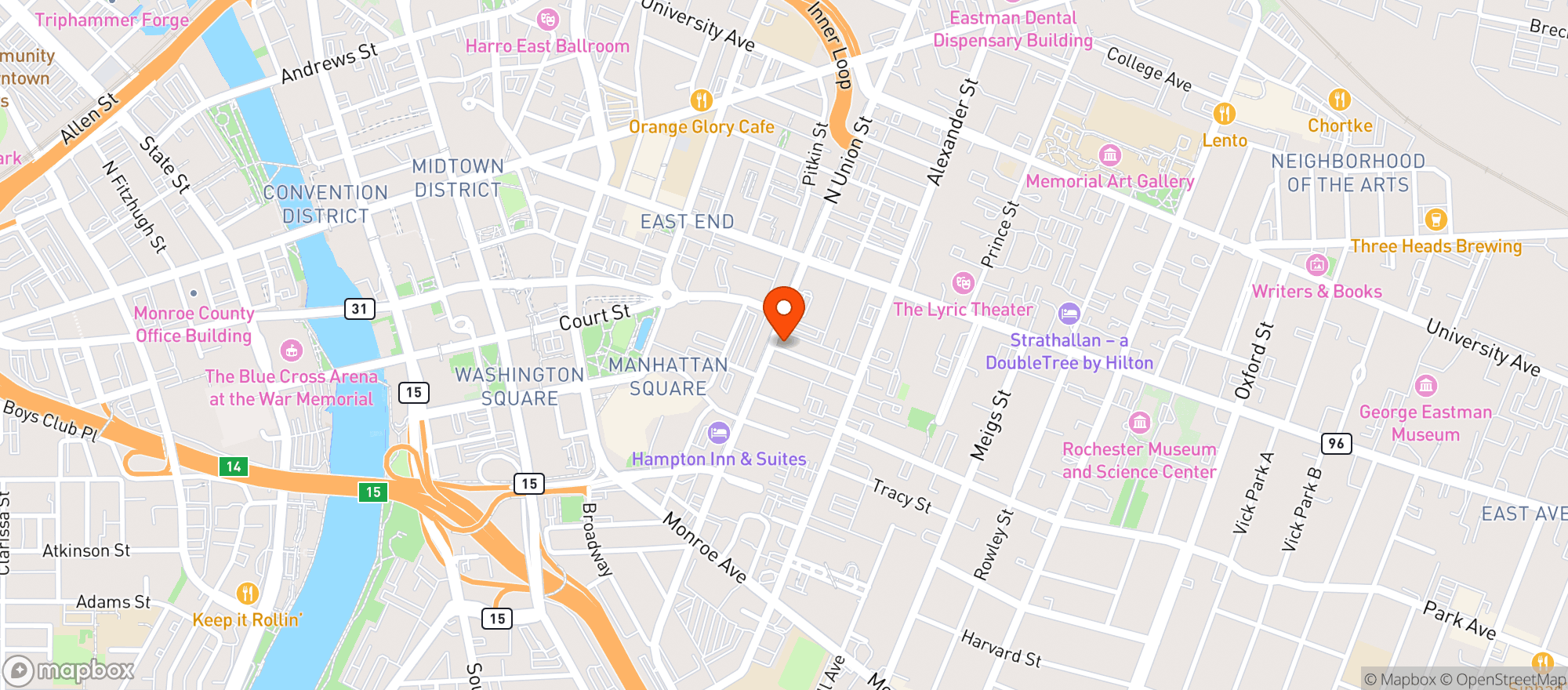 Map showing Skylark Lounge