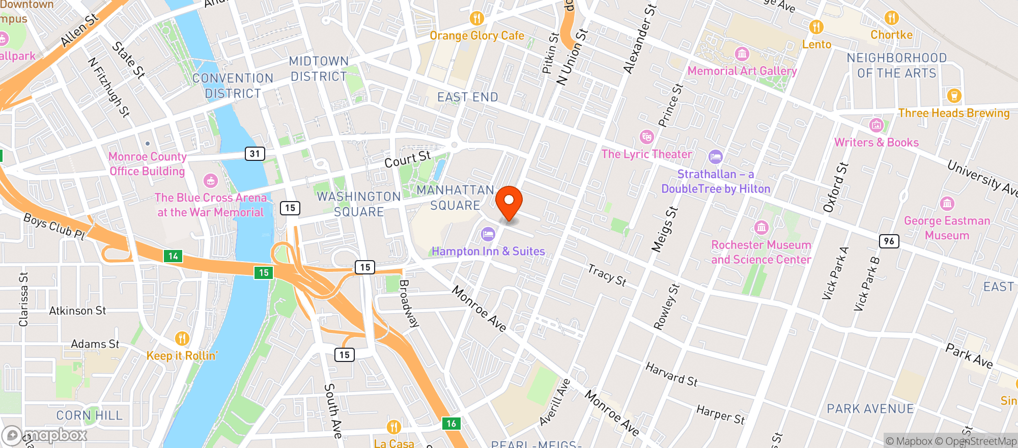 Map showing Fattey Beer Company - Rochester