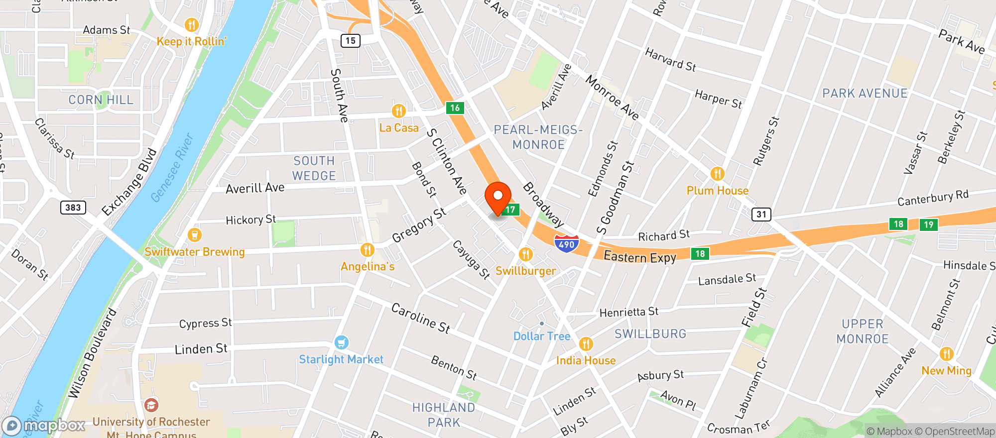 Map showing Pizza Wizard