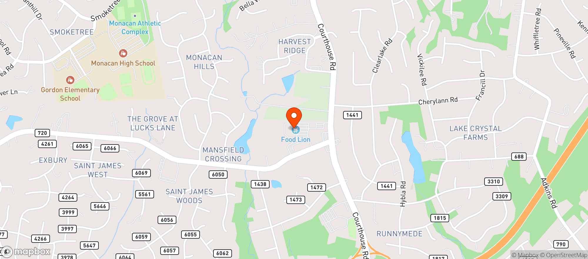 Map showing Food Lion #1320