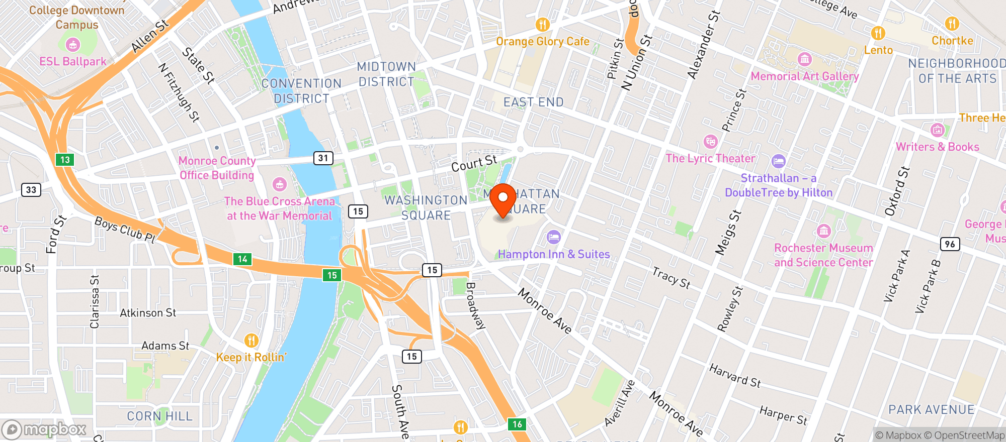 Map showing The Happiest Hour @ The Strong