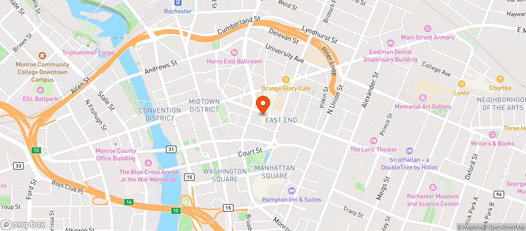 Map showing Salingers Bar & Grill