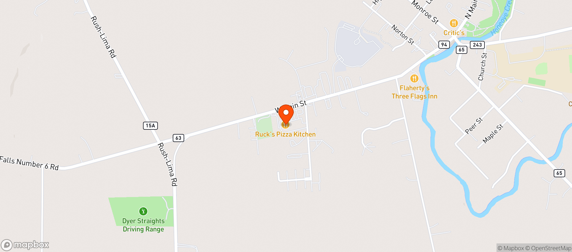 Map showing Colonial Liquors - Honeyoye Falls