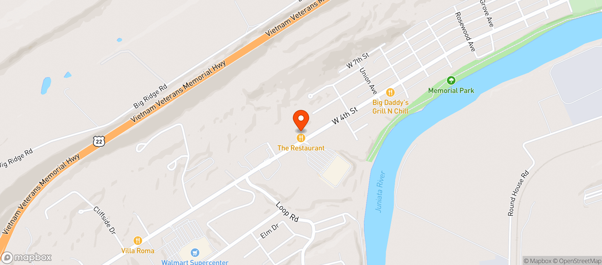 Map showing Bargain Beer & Soda