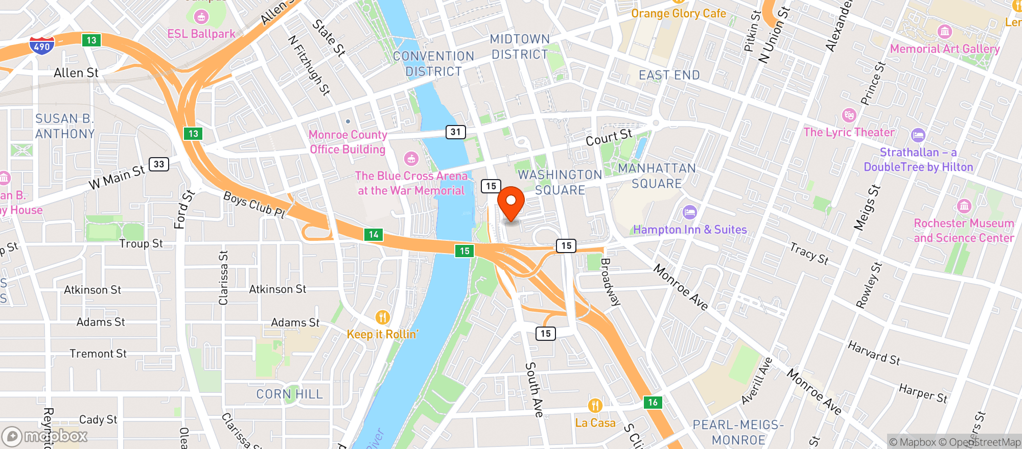 Map showing The Vesper Kitchen & Bar