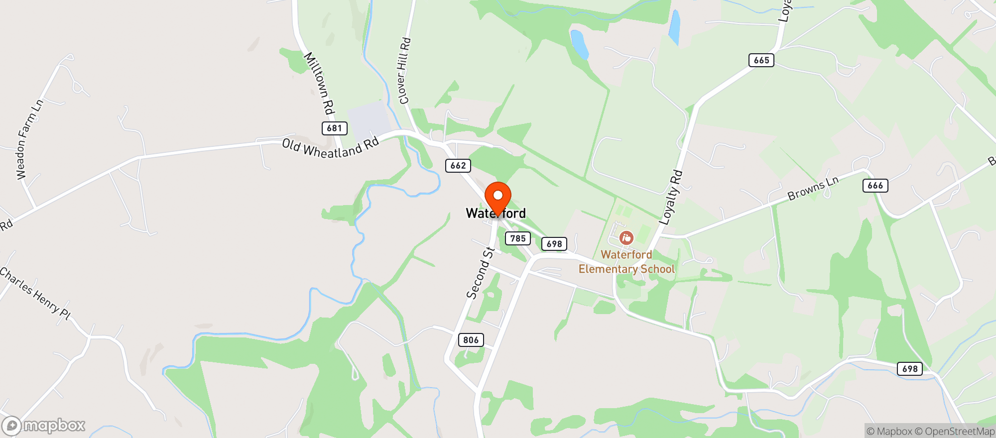 Map showing The Corner Store