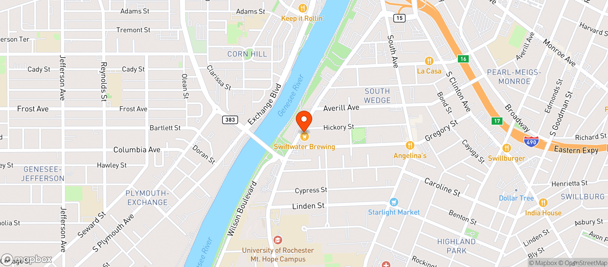 Map showing Swiftwater Brewing