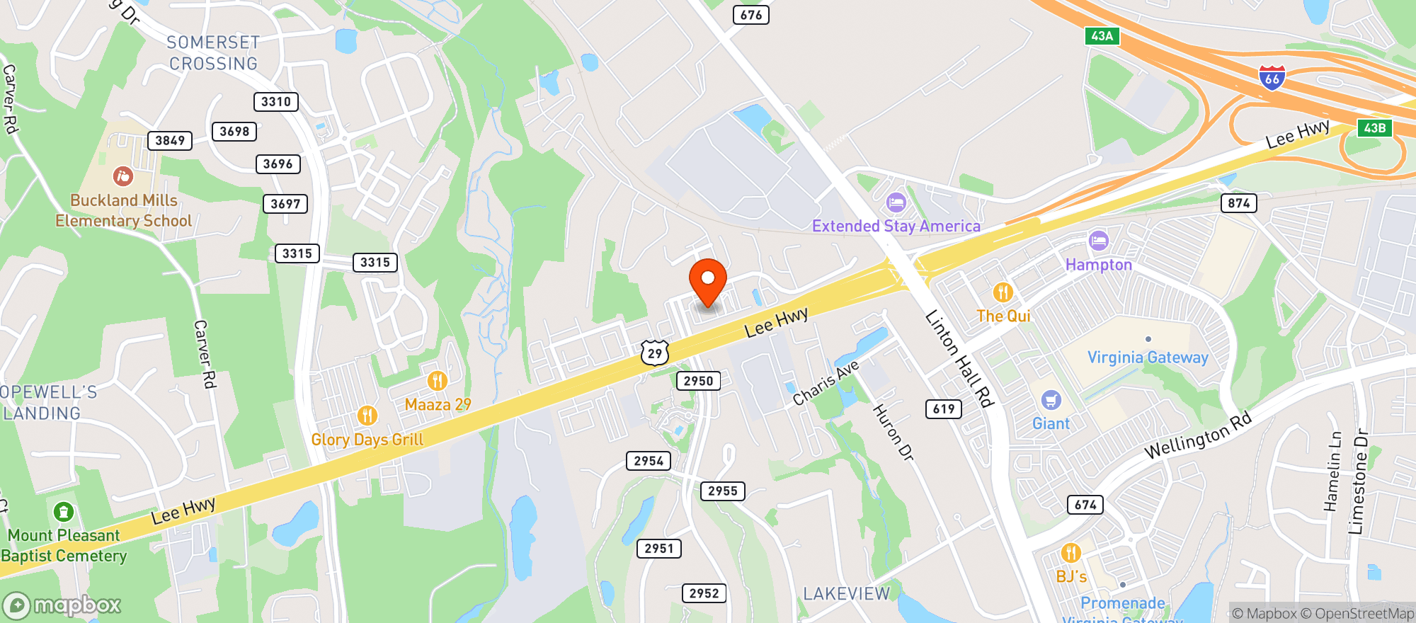 Map showing Cvs